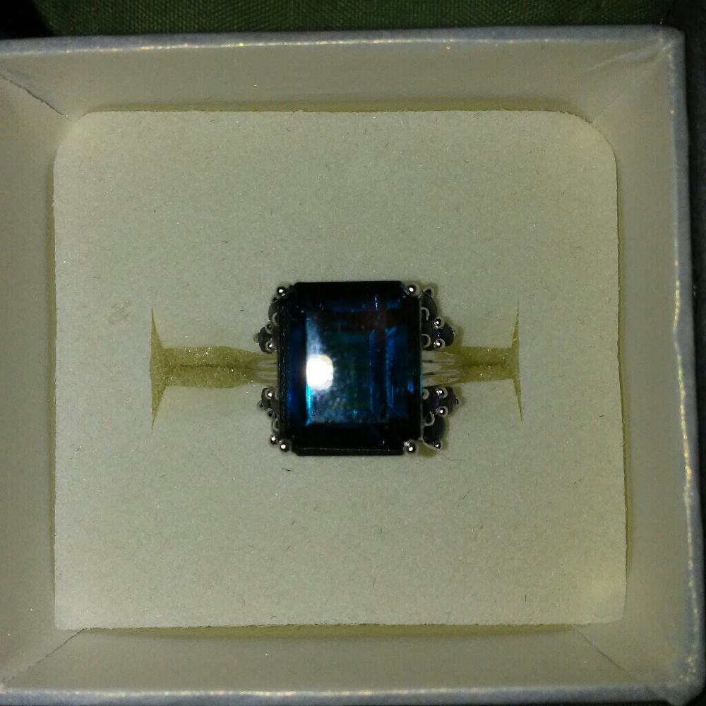London Blue Topaz and Sapphire Ring.